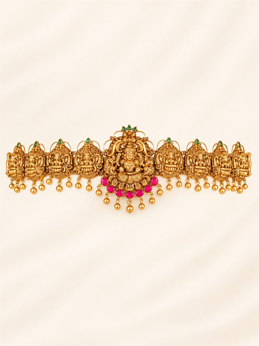 Nakshi oddiyanam hip belt in gold-plated 925 silver - Vilva Jewels Coimbatore